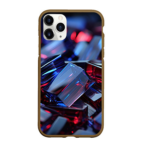Чехол iPhone 11 Pro матовый Острые грани прозрачности / 3D-Коричневый – фото 1