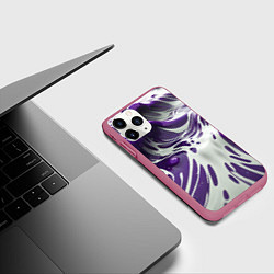 Чехол iPhone 11 Pro матовый Бело-фиолетовая краска, цвет: 3D-малиновый — фото 2