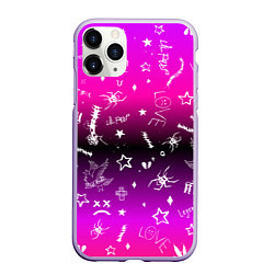 Чехол iPhone 11 Pro матовый Тату Лил Пипа на фиолетовом, цвет: 3D-светло-сиреневый