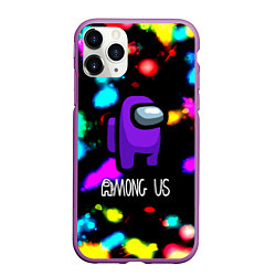 Чехол iPhone 11 Pro матовый Among us blink neon, цвет: 3D-фиолетовый