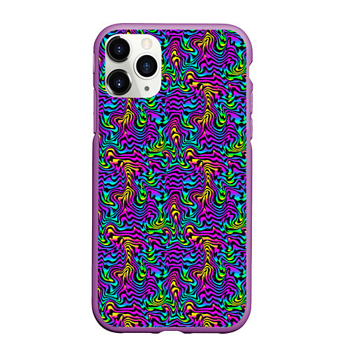 Чехол iPhone 11 Pro матовый Multicolored stripes / 3D-Фиолетовый – фото 1