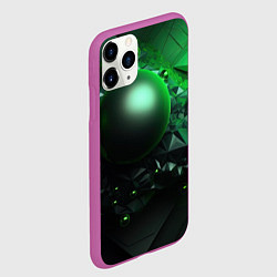 Чехол iPhone 11 Pro матовый Абстрактный зеленый шар, цвет: 3D-фиолетовый — фото 2