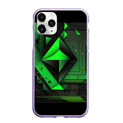 Чехол iPhone 11 Pro матовый Асимметричный узор зелени, цвет: 3D-светло-сиреневый