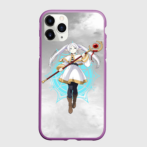 Чехол iPhone 11 Pro матовый Фрирен провожающая в последний путь - чб / 3D-Фиолетовый – фото 1
