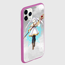 Чехол iPhone 11 Pro матовый Фрирен провожающая в последний путь - чб, цвет: 3D-фиолетовый — фото 2