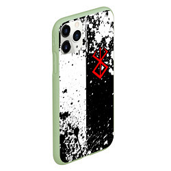 Чехол iPhone 11 Pro матовый Берсерк знак жертвы - черно-белые брызги, цвет: 3D-салатовый — фото 2