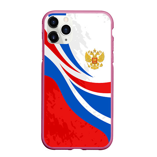 Чехол iPhone 11 Pro матовый Россия - спортивная униформа / 3D-Малиновый – фото 1