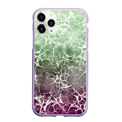 Чехол iPhone 11 Pro матовый Абстракция - spider web on purple-green background, цвет: 3D-светло-сиреневый
