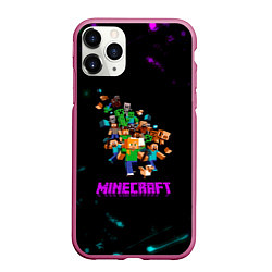 Чехол iPhone 11 Pro матовый Minecraft neon краски