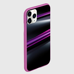 Чехол iPhone 11 Pro матовый Фиолетовые полосы на черном фоне, цвет: 3D-фиолетовый — фото 2