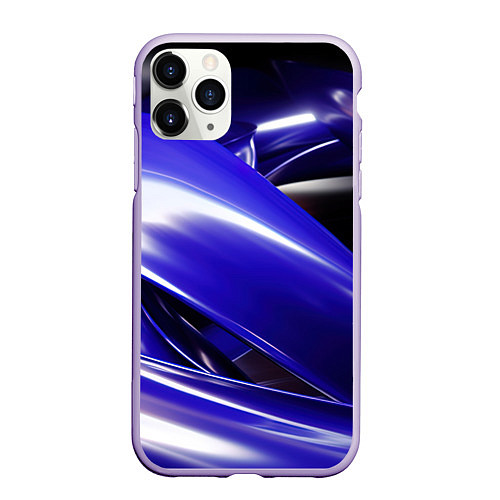 Чехол iPhone 11 Pro матовый Blue black abstract / 3D-Светло-сиреневый – фото 1