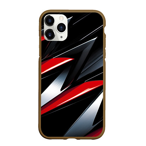 Чехол iPhone 11 Pro матовый Red black abstract / 3D-Коричневый – фото 1