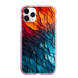 Чехол iPhone 11 Pro матовый Желто синяя чешуя, цвет: 3D-розовый