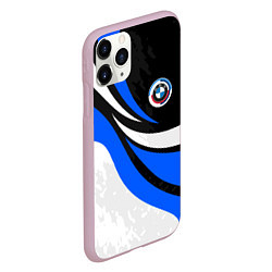 Чехол iPhone 11 Pro матовый BMW - синяя абстракция, цвет: 3D-розовый — фото 2