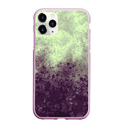 Чехол iPhone 11 Pro матовый Абстракция - фиолетовые пятна на зеленом фоне, цвет: 3D-розовый