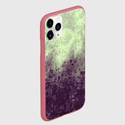 Чехол iPhone 11 Pro матовый Абстракция - фиолетовые пятна на зеленом фоне, цвет: 3D-малиновый — фото 2