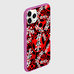Чехол iPhone 11 Pro матовый Карате киокушинкай лого паттерн, цвет: 3D-фиолетовый — фото 2