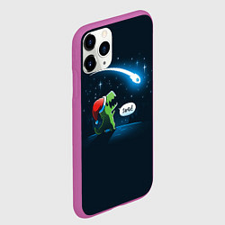 Чехол iPhone 11 Pro матовый Новогодний ти рекс, цвет: 3D-фиолетовый — фото 2