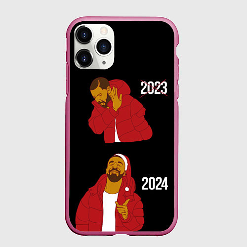 Чехол iPhone 11 Pro матовый Дрейк 2023-2024 / 3D-Малиновый – фото 1