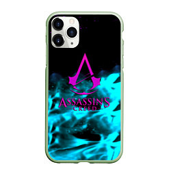 Чехол iPhone 11 Pro матовый Assassins Creed flame neon