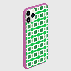 Чехол iPhone 11 Pro матовый Зелёные кирпичики и белые полосы, цвет: 3D-фиолетовый — фото 2