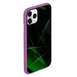 Чехол iPhone 11 Pro матовый Зелёные узоры текстура, цвет: 3D-фиолетовый — фото 2
