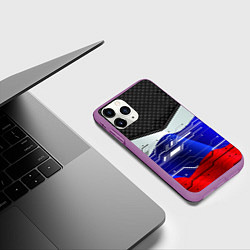 Чехол iPhone 11 Pro матовый Стёганные ромбы: русский хакер, цвет: 3D-фиолетовый — фото 2