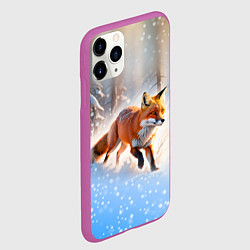 Чехол iPhone 11 Pro матовый Лиса на зимней охоте, цвет: 3D-фиолетовый — фото 2