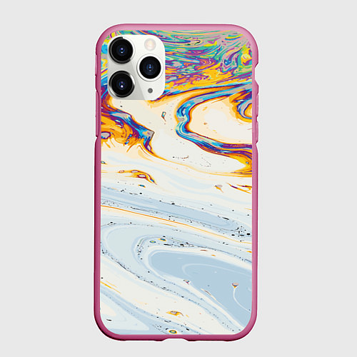 Чехол iPhone 11 Pro матовый Магия масляного отражения / 3D-Малиновый – фото 1