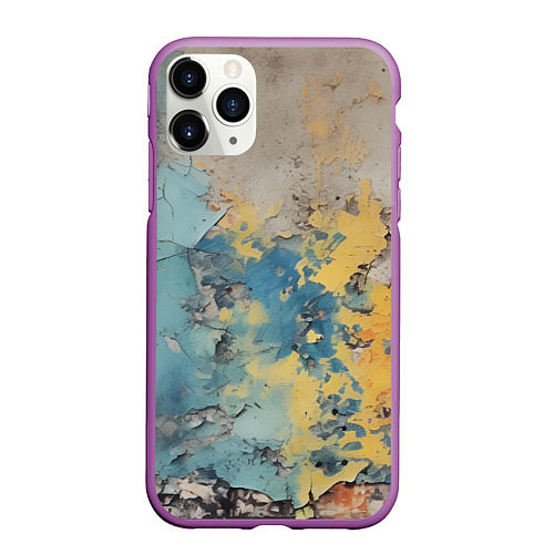 Чехол iPhone 11 Pro матовый Гранжевая стена с краской / 3D-Фиолетовый – фото 1