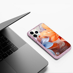 Чехол iPhone 11 Pro матовый Голубой и оранжевый цветок, цвет: 3D-розовый — фото 2