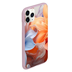 Чехол iPhone 11 Pro матовый Голубой и оранжевый цветок, цвет: 3D-розовый — фото 2