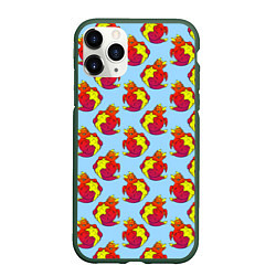 Чехол iPhone 11 Pro матовый Дракон круглый сидит, красный