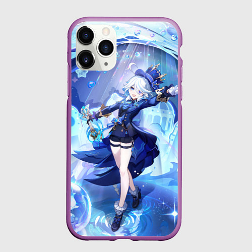 Чехол iPhone 11 Pro матовый Genshin Impact Furina / 3D-Фиолетовый – фото 1