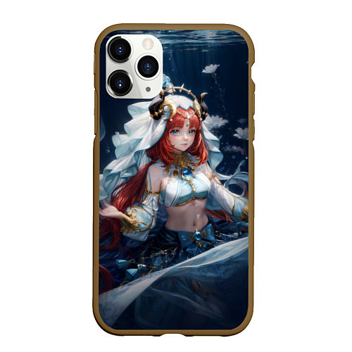Чехол iPhone 11 Pro матовый Нилу из игры genshin impact / 3D-Коричневый – фото 1