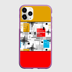 Чехол iPhone 11 Pro матовый Узор красного горчичного цвета, цвет: 3D-фиолетовый