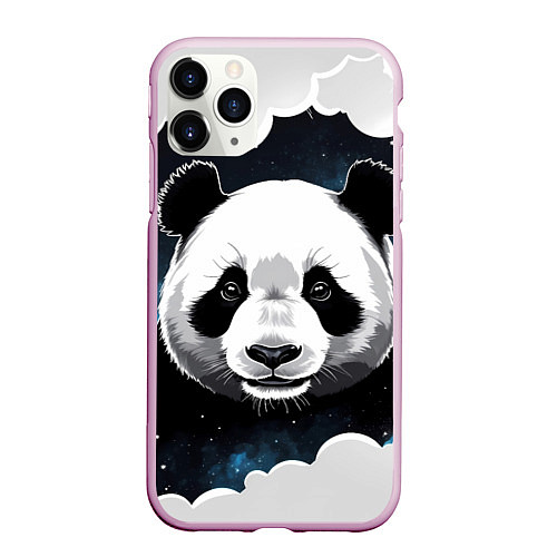 Чехол iPhone 11 Pro матовый Панда портрет / 3D-Розовый – фото 1