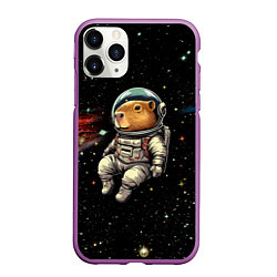 Чехол iPhone 11 Pro матовый Капибара бравый космонавт - фантазия