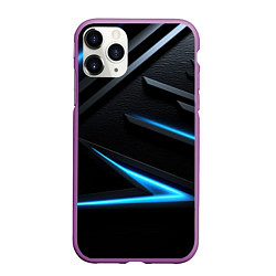 Чехол iPhone 11 Pro матовый Черный и синий фон с абстракцией, цвет: 3D-фиолетовый