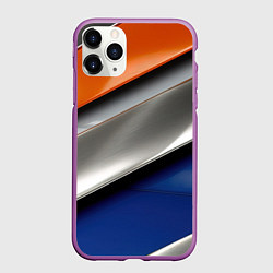Чехол iPhone 11 Pro матовый Разноцветные полоски, цвет: 3D-фиолетовый