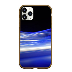 Чехол iPhone 11 Pro матовый Синие волны на черном, цвет: 3D-коричневый