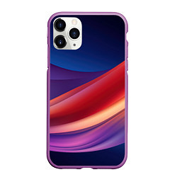 Чехол iPhone 11 Pro матовый Абстрактные синие волны, цвет: 3D-фиолетовый