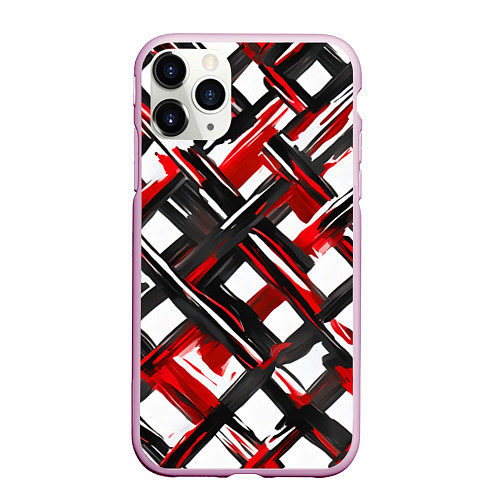 Чехол iPhone 11 Pro матовый Красные и чёрные мазки / 3D-Розовый – фото 1