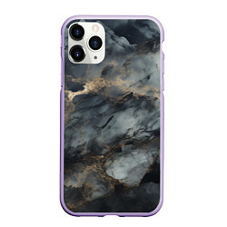 Чехол iPhone 11 Pro матовый Темно-серый мрамор