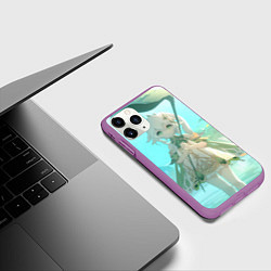 Чехол iPhone 11 Pro матовый Genshin Impact Нахида, цвет: 3D-фиолетовый — фото 2
