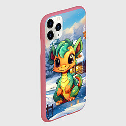 Чехол iPhone 11 Pro матовый Крошечный дракон зимы 2024, цвет: 3D-малиновый — фото 2