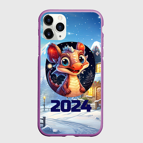 Чехол iPhone 11 Pro матовый Миниатюрный представитель зимы / 3D-Фиолетовый – фото 1