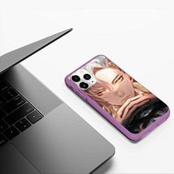 Чехол iPhone 11 Pro матовый Genshin Impact Нёвиллет, цвет: 3D-фиолетовый — фото 2