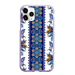 Чехол iPhone 11 Pro матовый Цветочный этнический орнамент