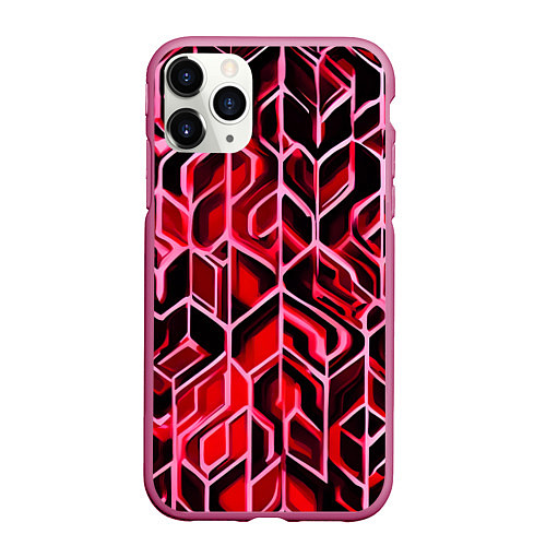 Чехол iPhone 11 Pro матовый Красный узор / 3D-Малиновый – фото 1